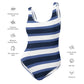 Blue striped swimsuit