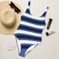 Blue striped swimsuit