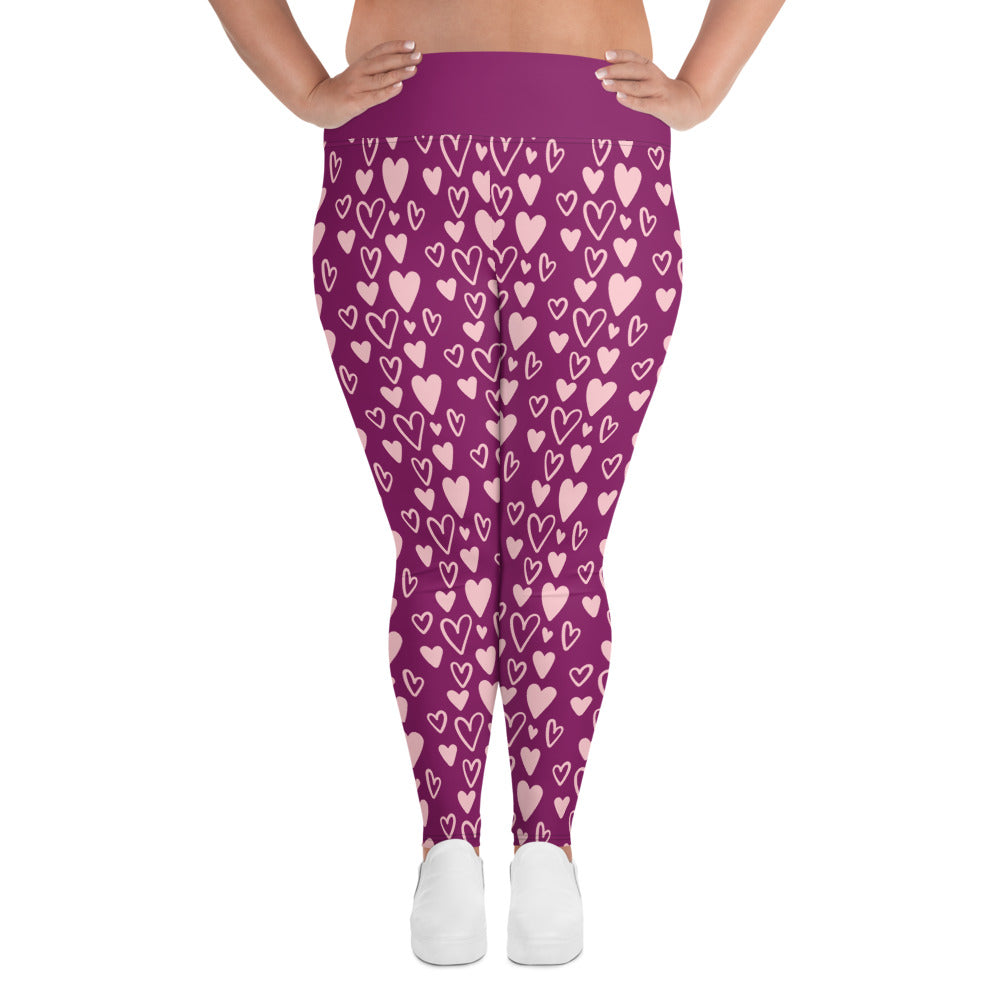 Large size hearts leggings