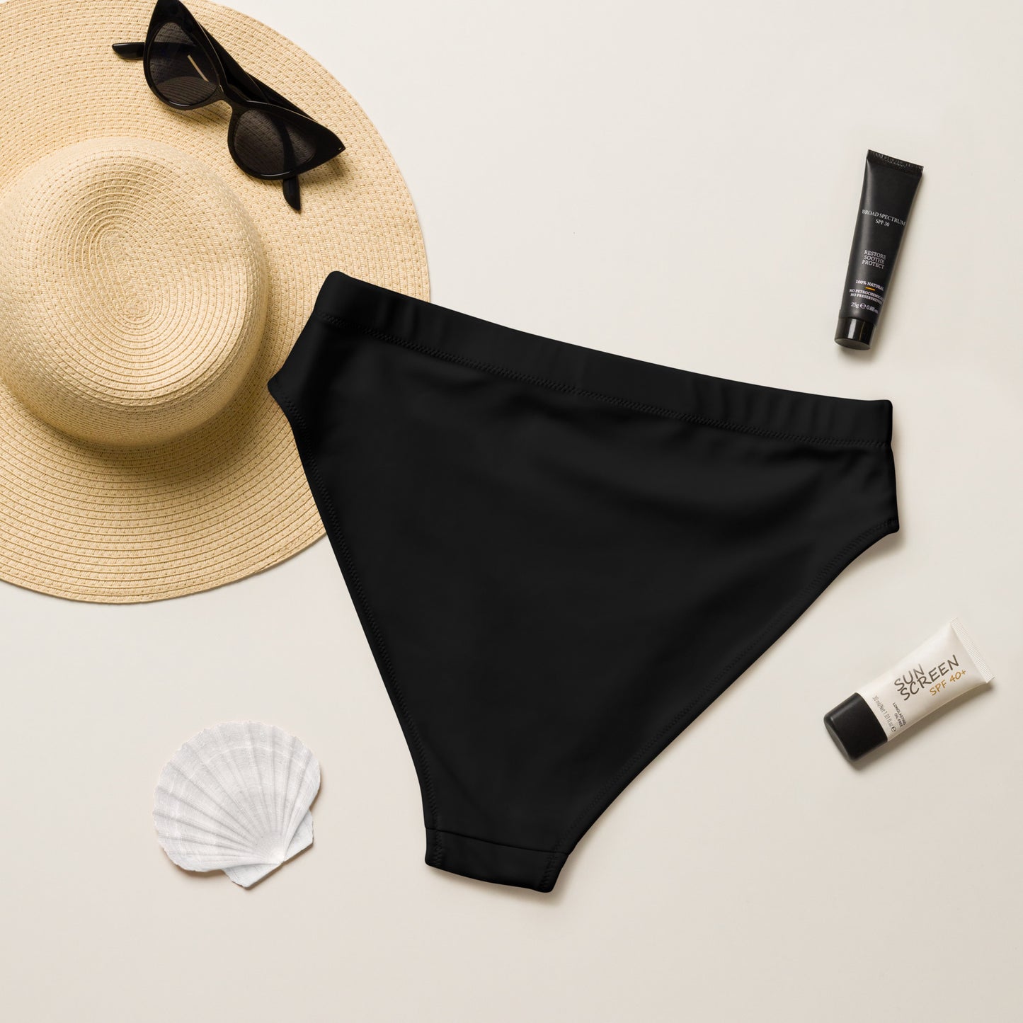 Black high-waisted recycled bikini briefs