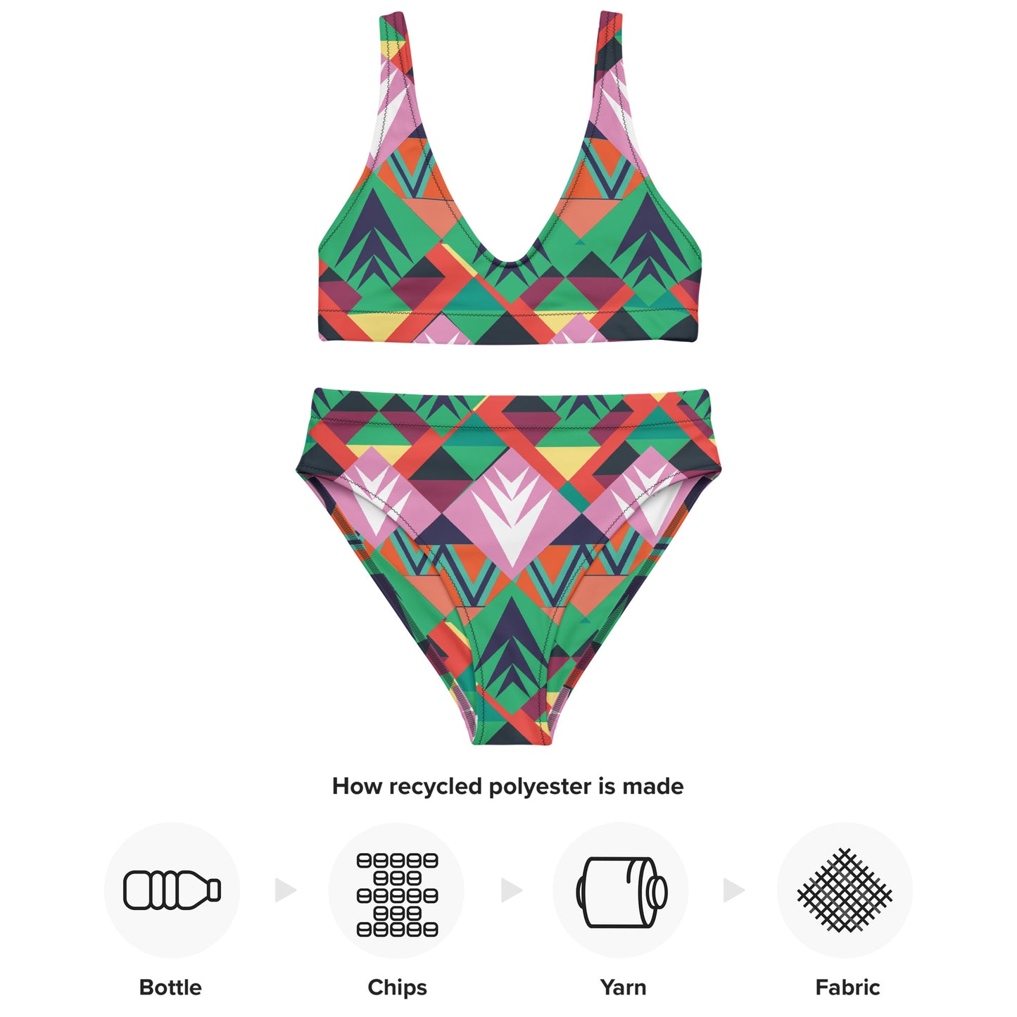 Recycelter Ethno-Bikini mit hoher Taille