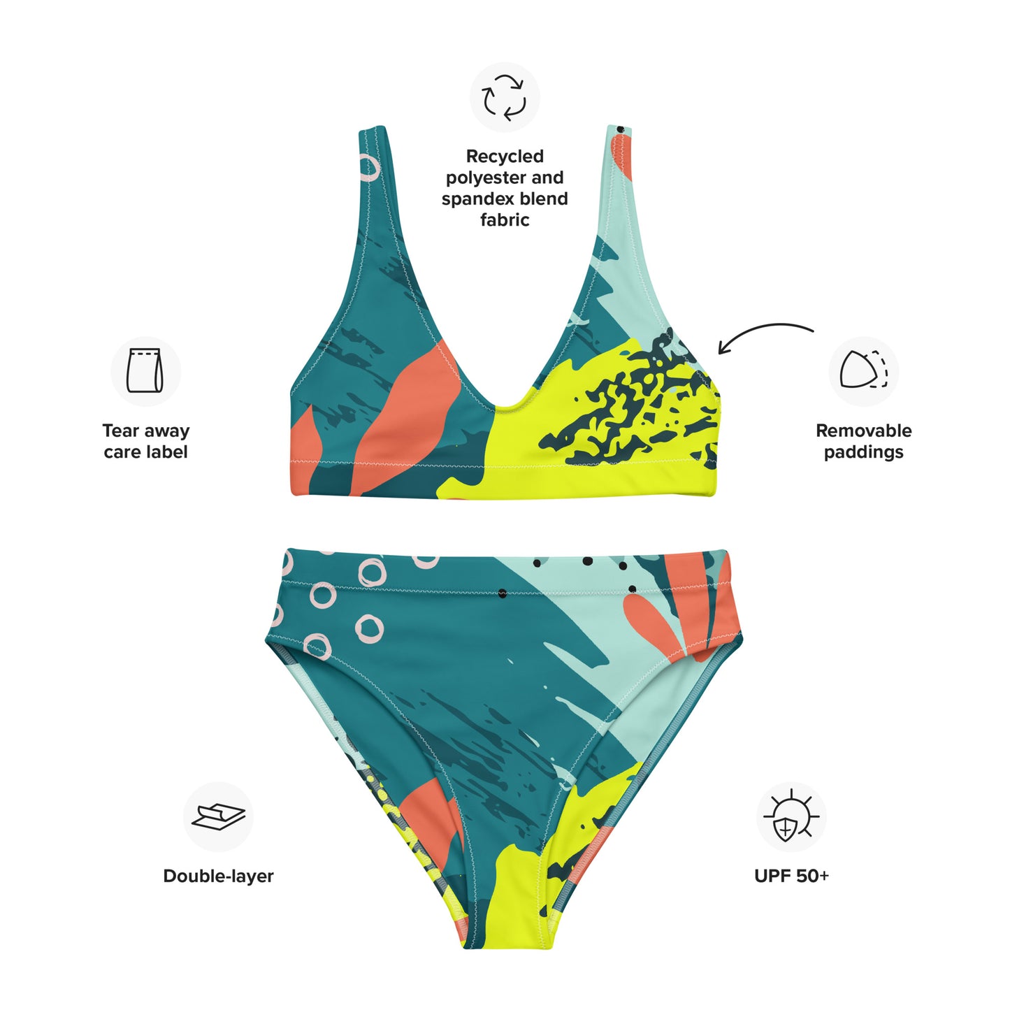 Bikini reciclado talle alto mar