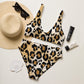 Recycelter Bikini mit hohem Bund und Animal-Print