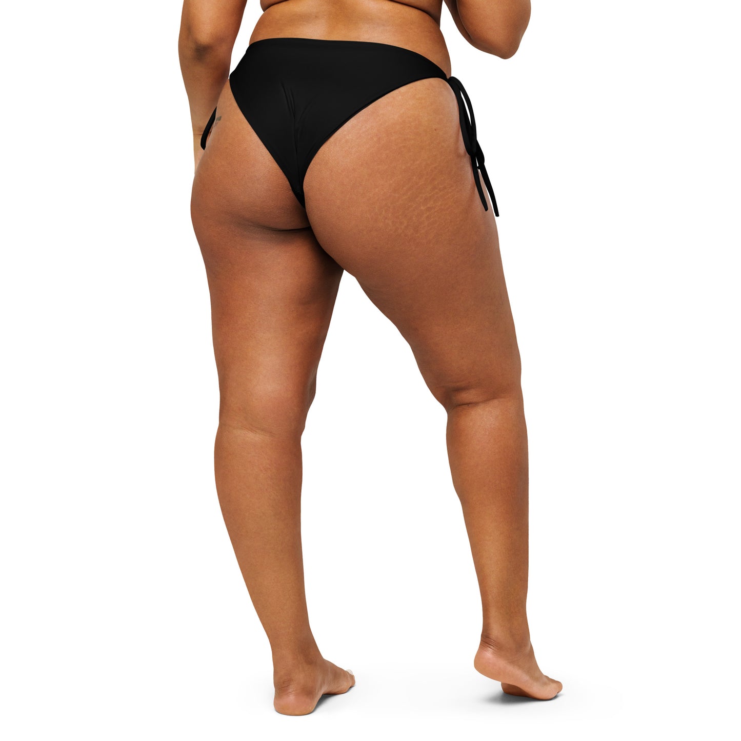 Adjustable black recycled polyester bikini bottoms