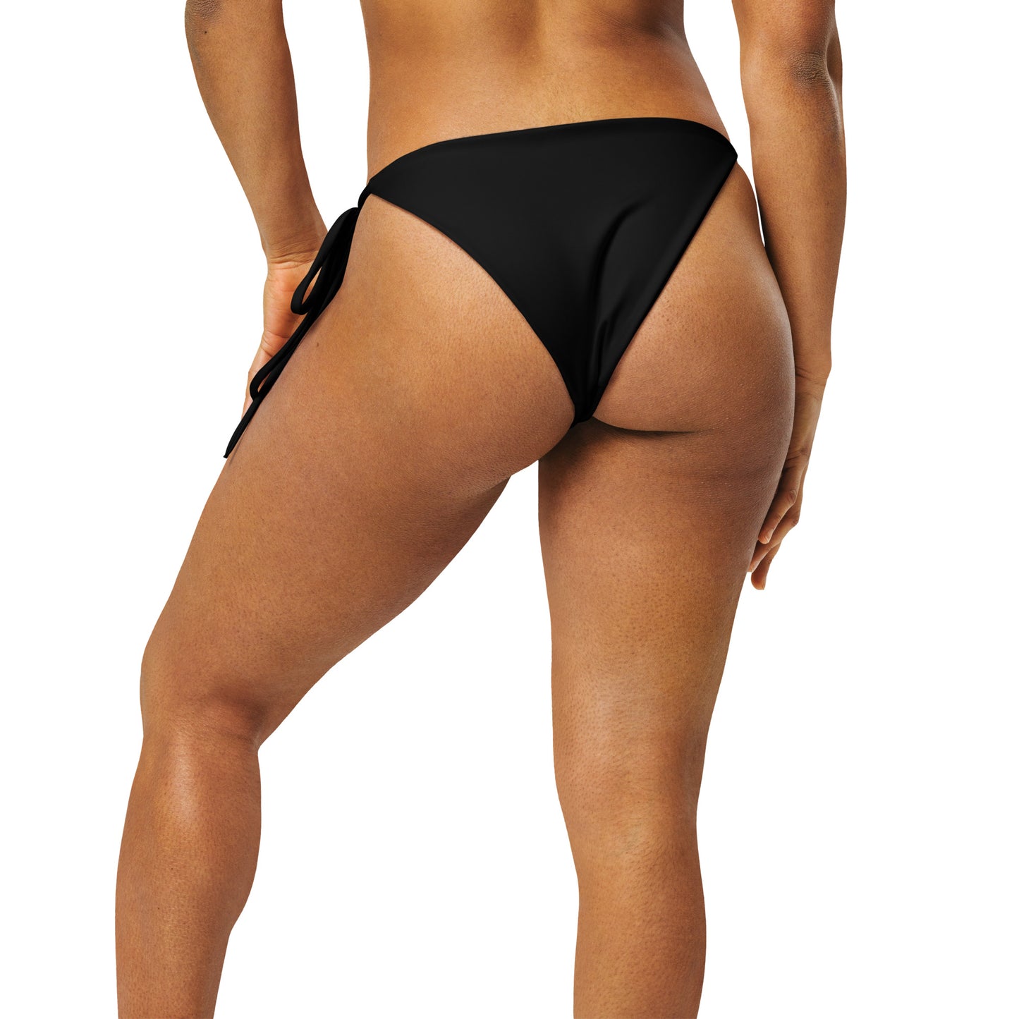 Verstellbare schwarze Bikinihose aus recyceltem Polyester