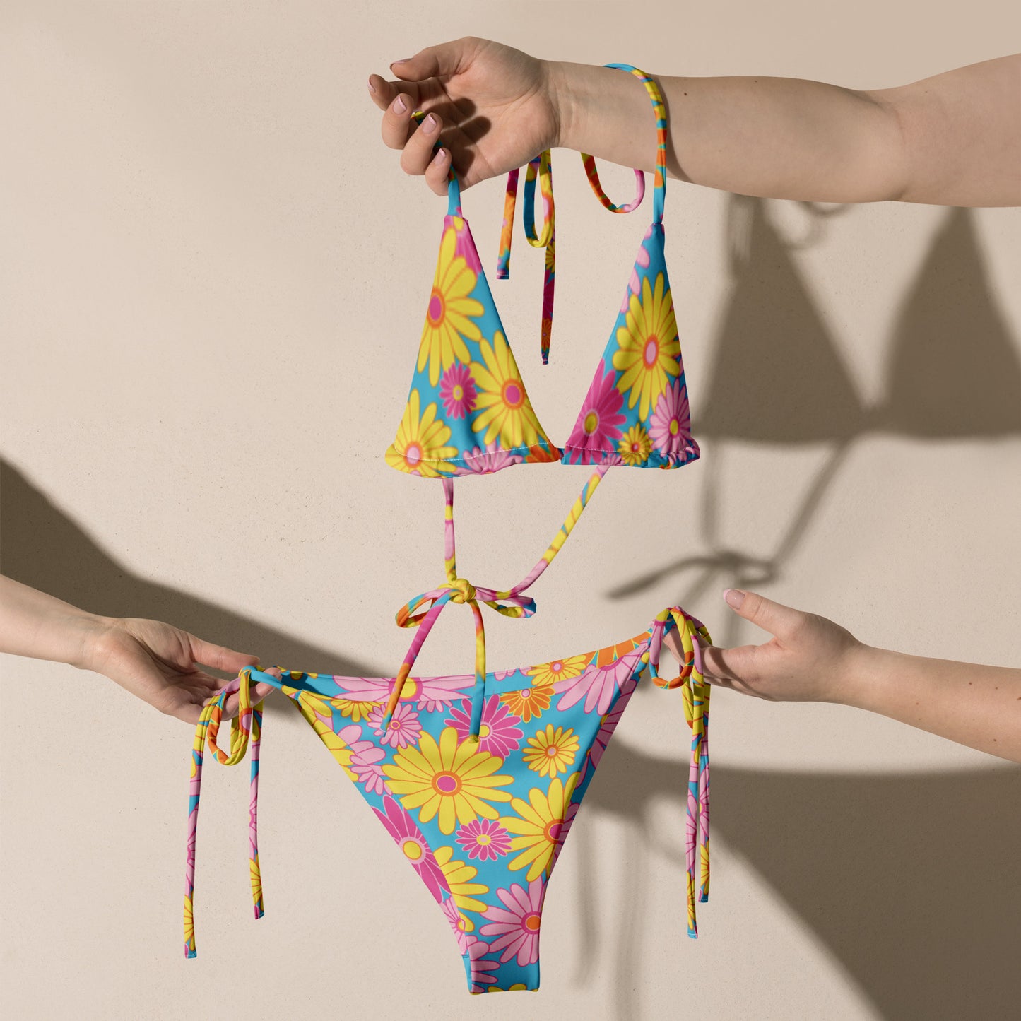 Recycled flower triangle bikini