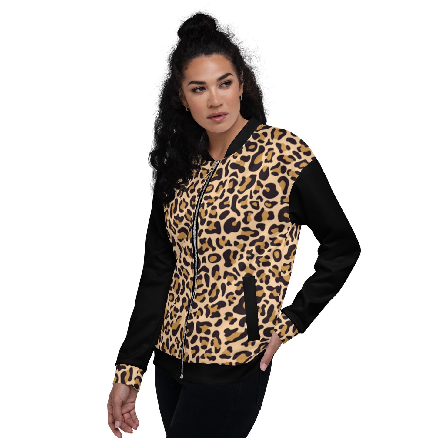 Animal print bomber jacket