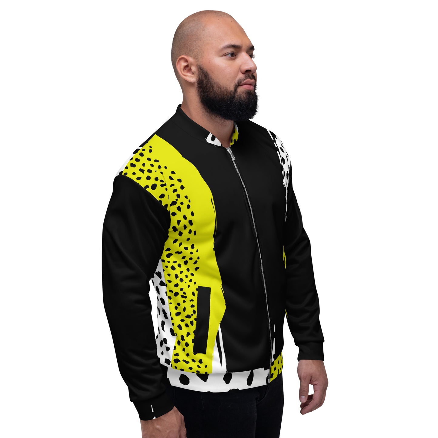 Unisex Black and Yellow Bomber Jacket