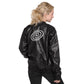 Moon embroidered vegan leather bomber jacket