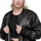 Moon embroidered vegan leather bomber jacket