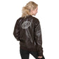 Moon embroidered vegan leather bomber jacket