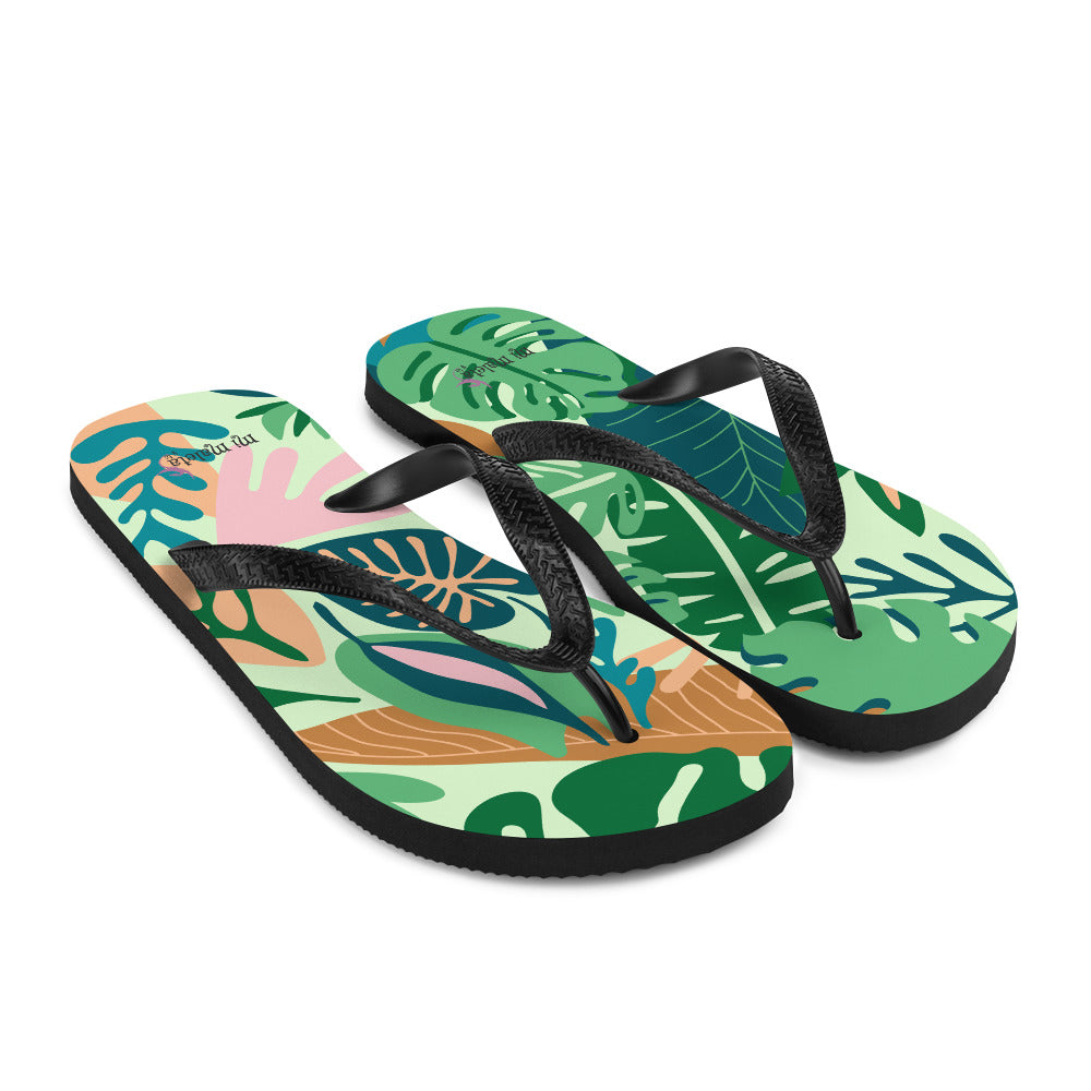 tropical toe flip flops