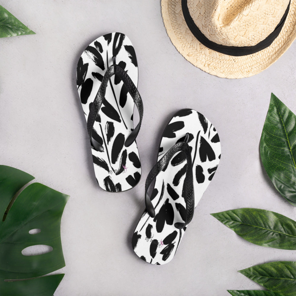 Black leaves flip flops