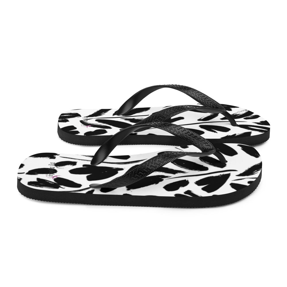 Black leaves flip flops