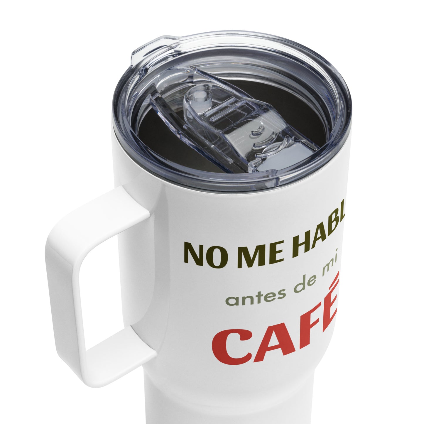 Termo con asa No me hables antes de mi CAFÉ