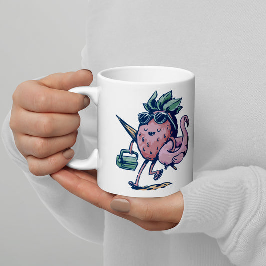 Strawberry Glossy White Mug