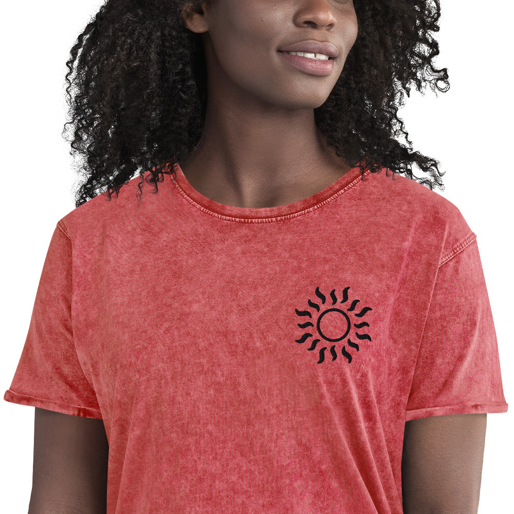 Sol unisex embroidered denim t-shirt